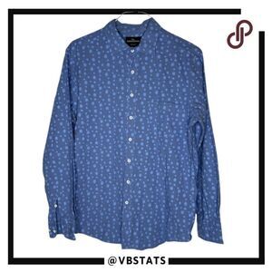 Rodd & Gunn Pacific Blue with Light Blue‎ Small Print Design LS Shirt Size Large